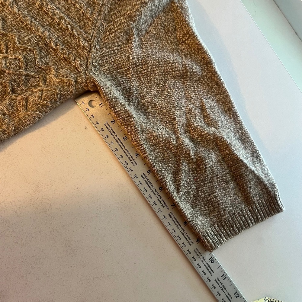 Chadwicks of Boston Marled Tan Cable Knit Lambswool 3/4 Sleeve Sweater Dress XL - Picture 9 of 10